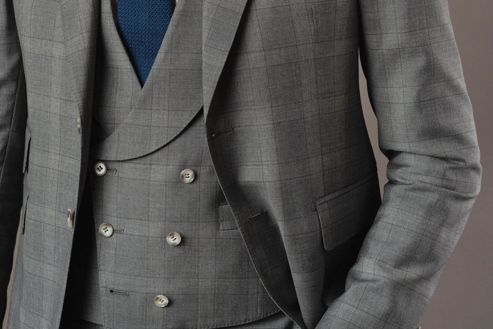 Laine froide motif Prince de Galles pour costume de mariage sur mesure