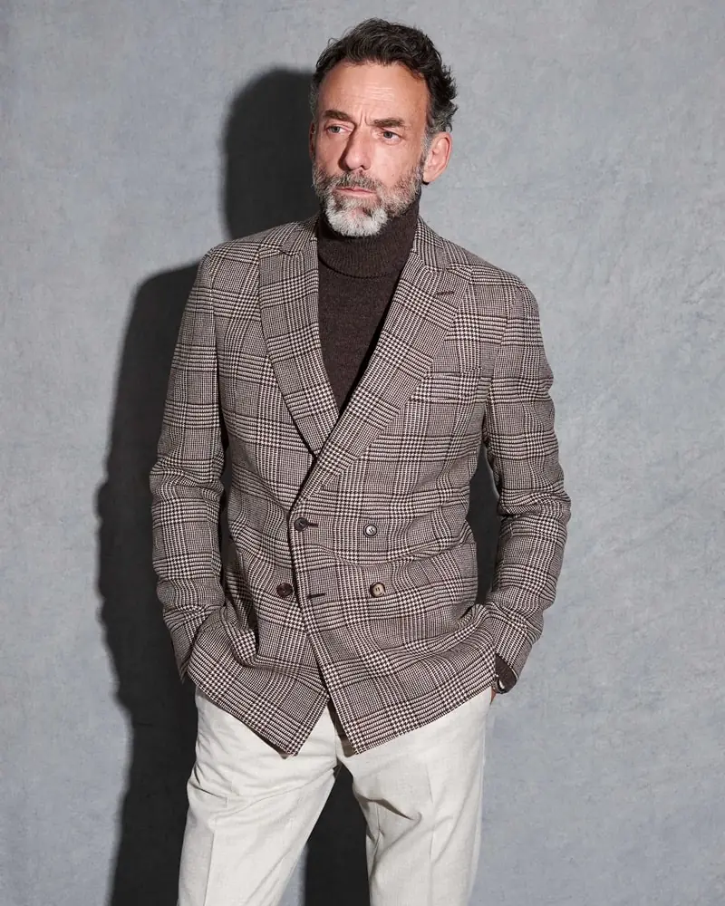 veste à carreaux marron sur mesure