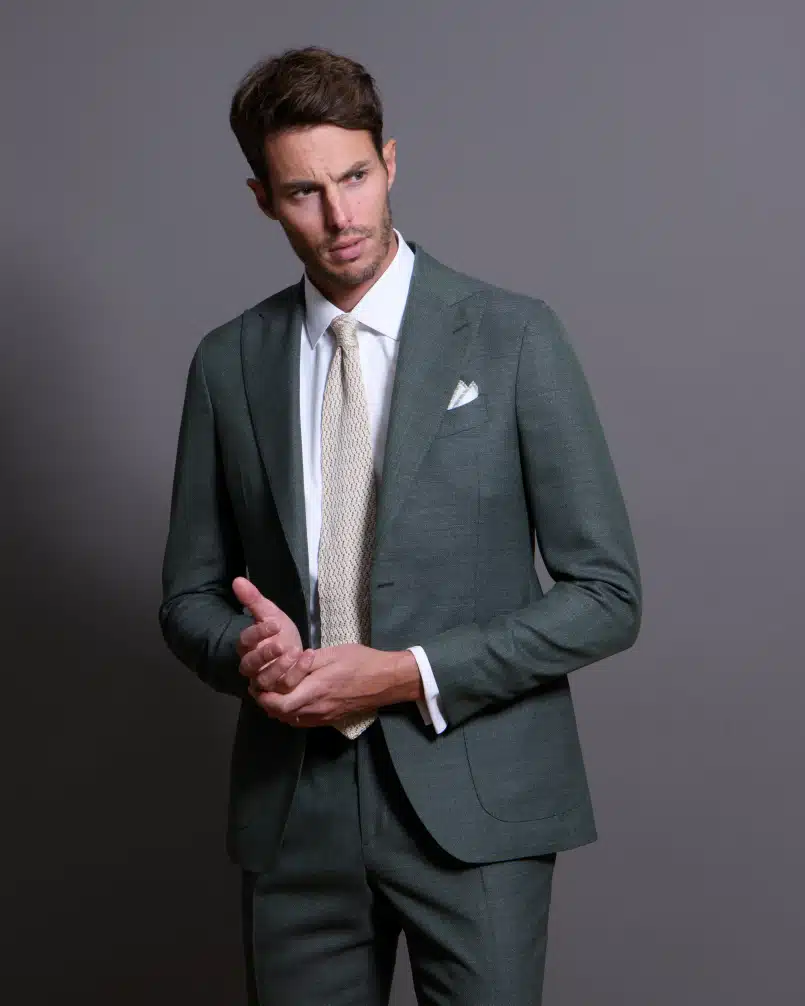 Costume sur mesure vert gris