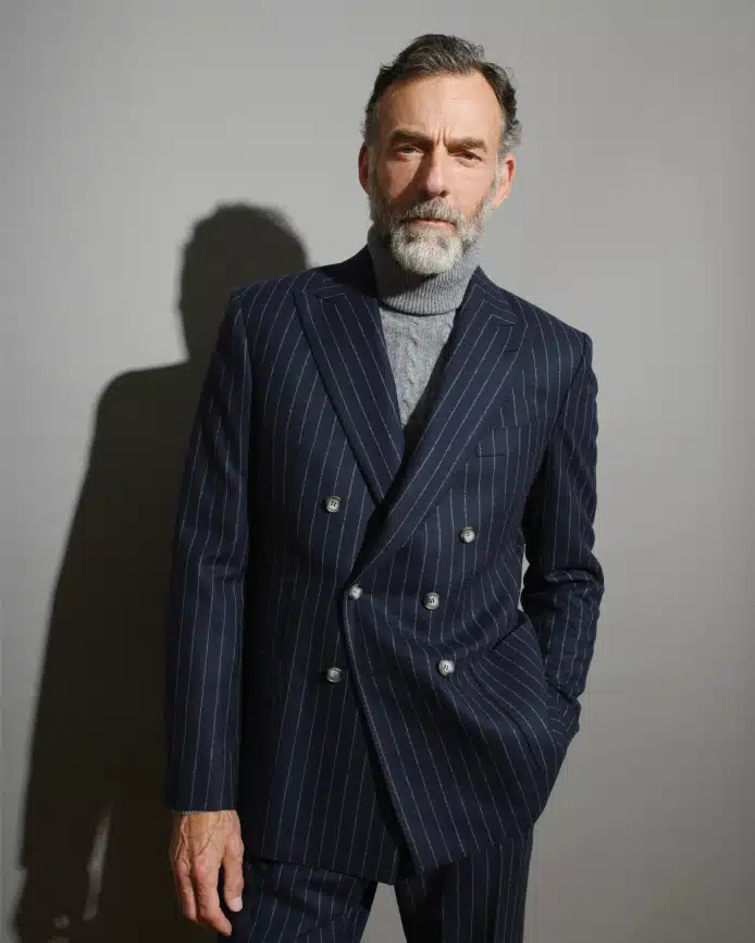 costume croisé rayures tennis