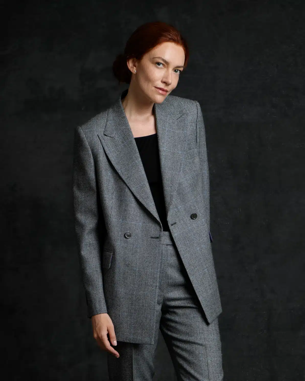 ARTLING Paris - Tailleur sur mesure - Tailleur croisé en flanelle motif prince de galles gris