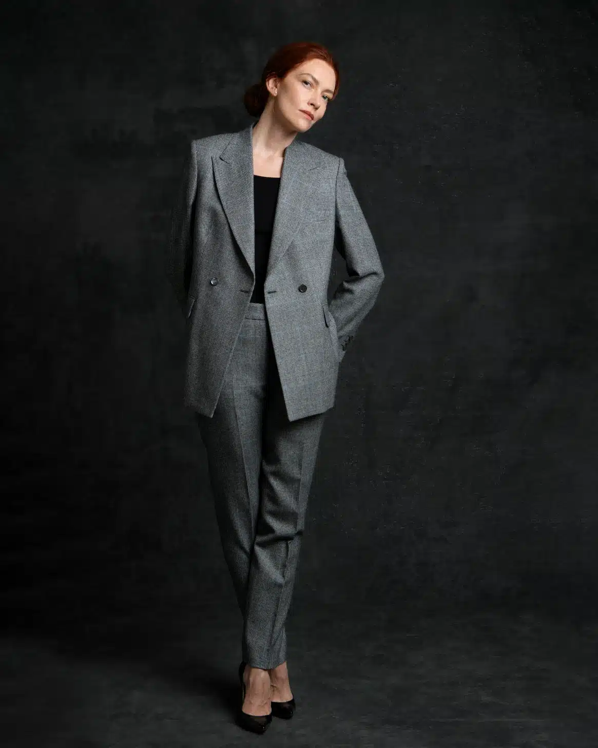 ARTLING Paris - Tailleur sur mesure - Tailleur croisé en flanelle motif prince de galles gris